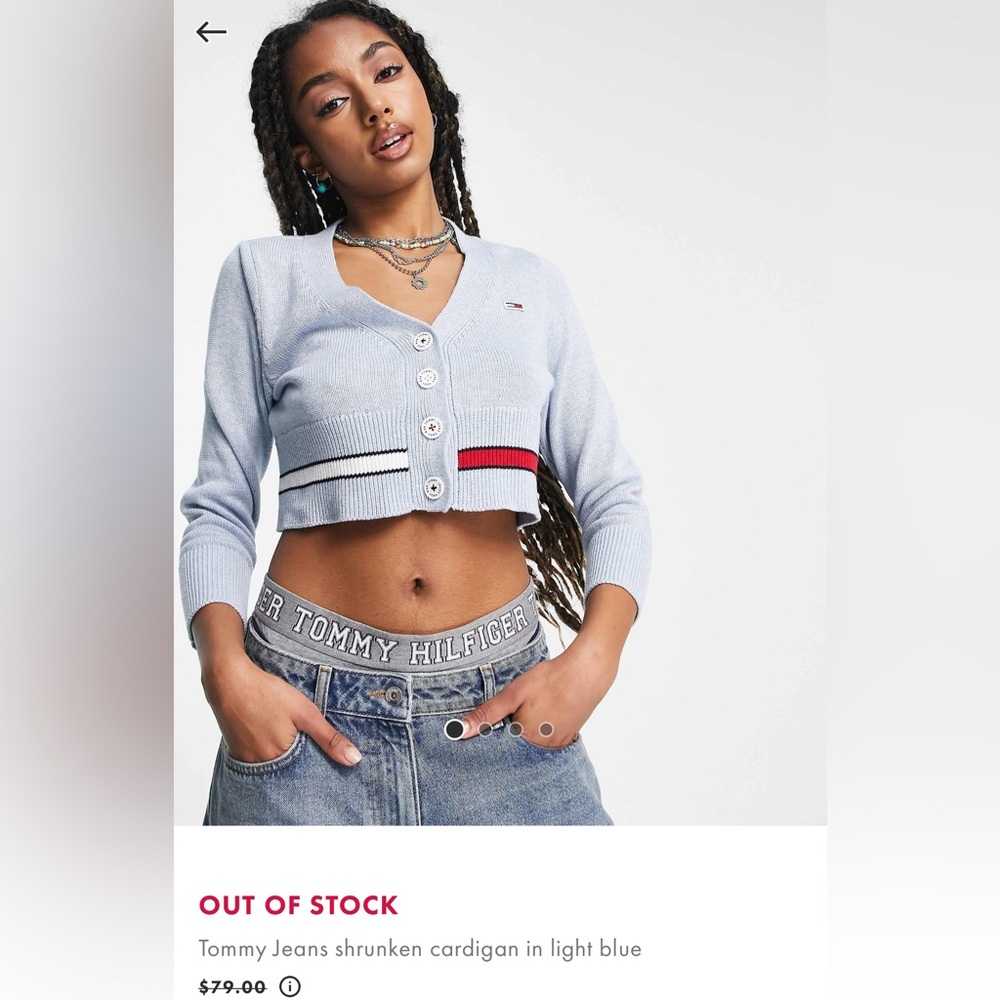 Tommy Jeans Light Blue Cropped Cardigan